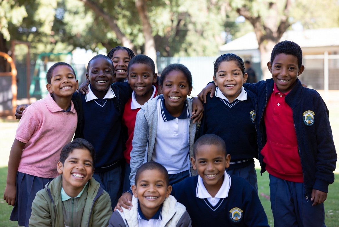 Happy group of kids at Brackenkidz aftercare in Brackenhurst and Alberton